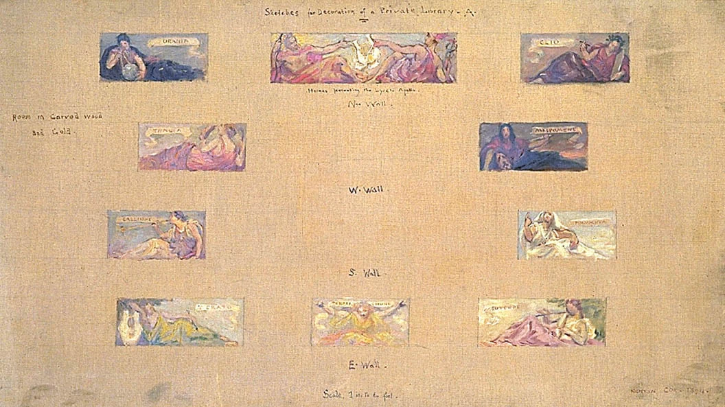 Schizzi per la decorazione di una biblioteca privata - Smithsonian American Art Museum 1